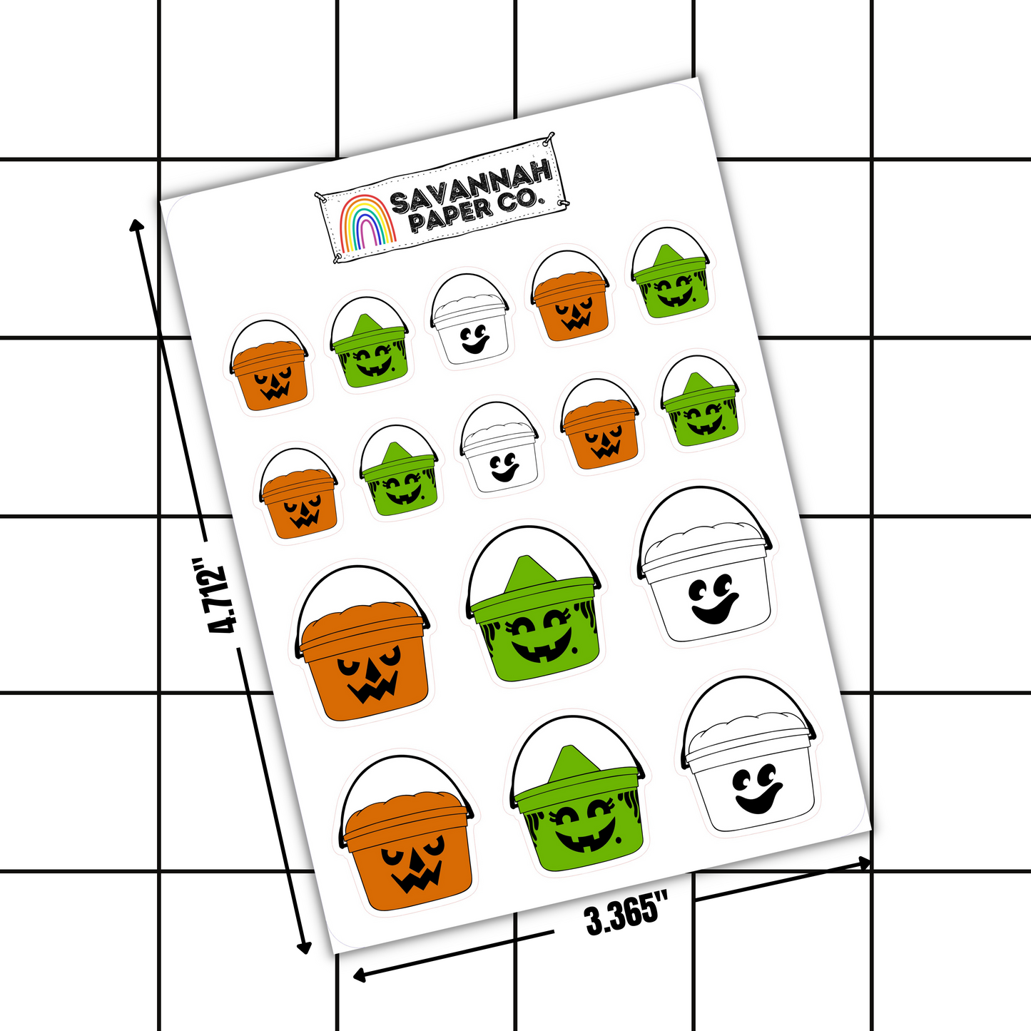Halloween Bucket Doodle Stickers | with Handles