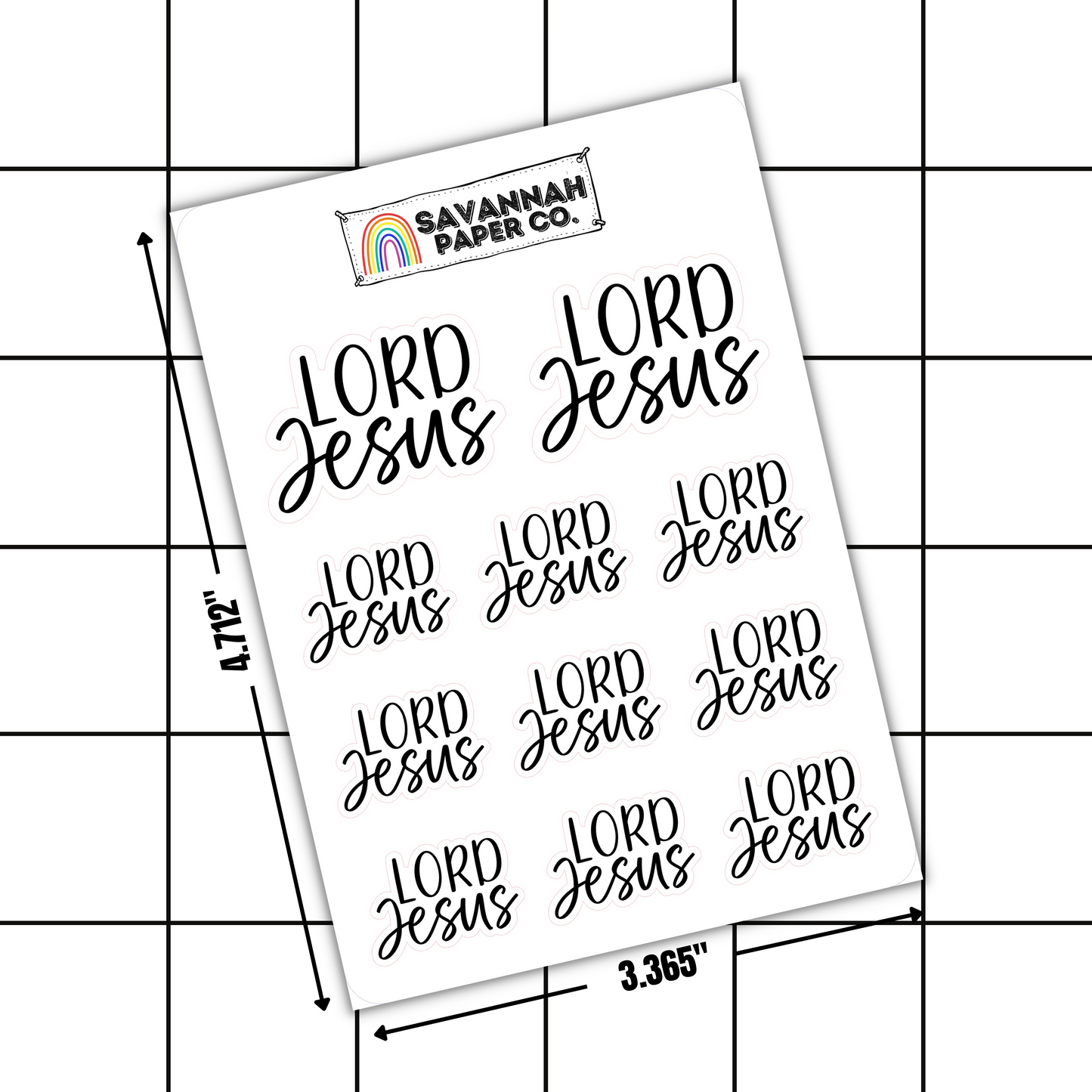 Lord Jesus Script Stickers