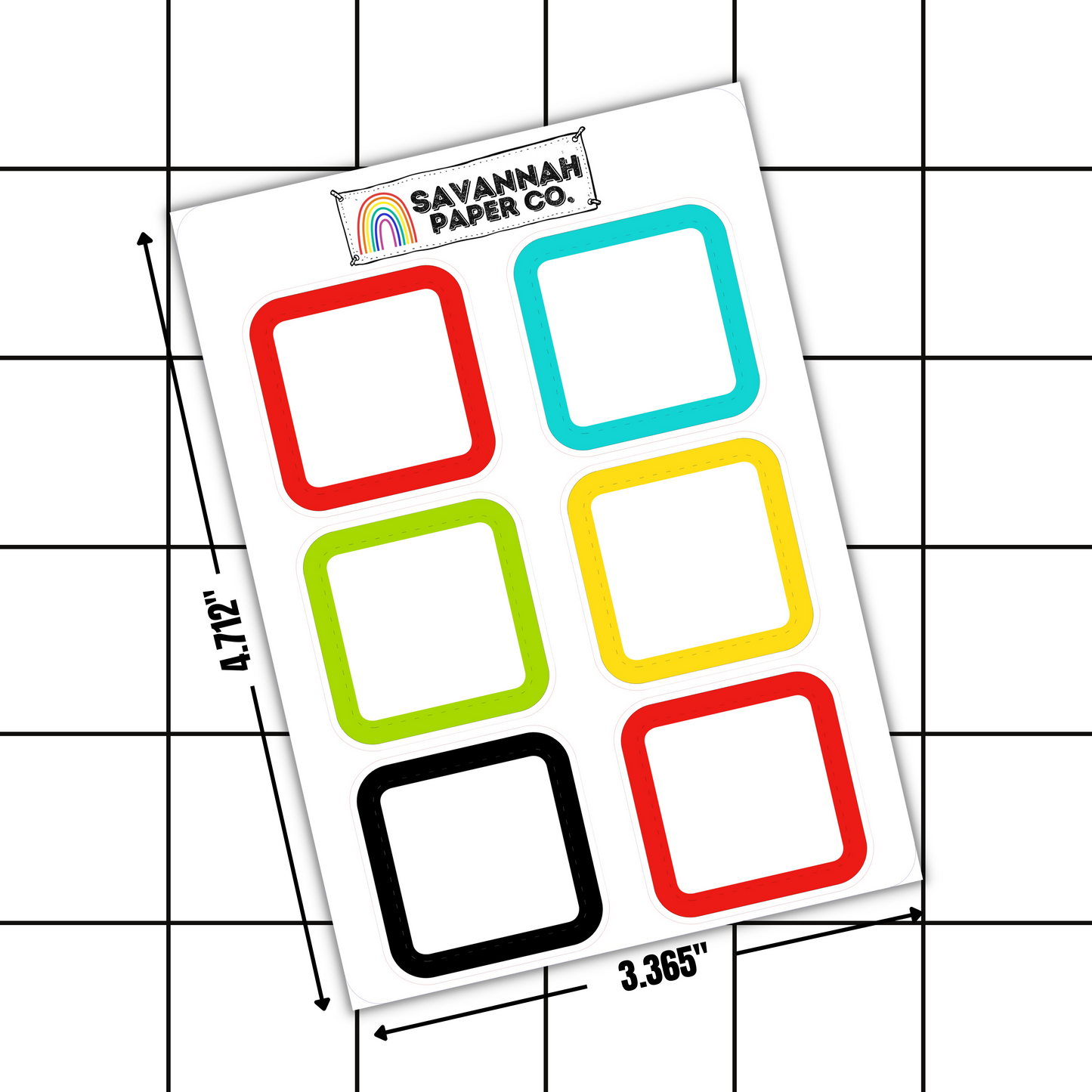 School Rules Square Box Stickers