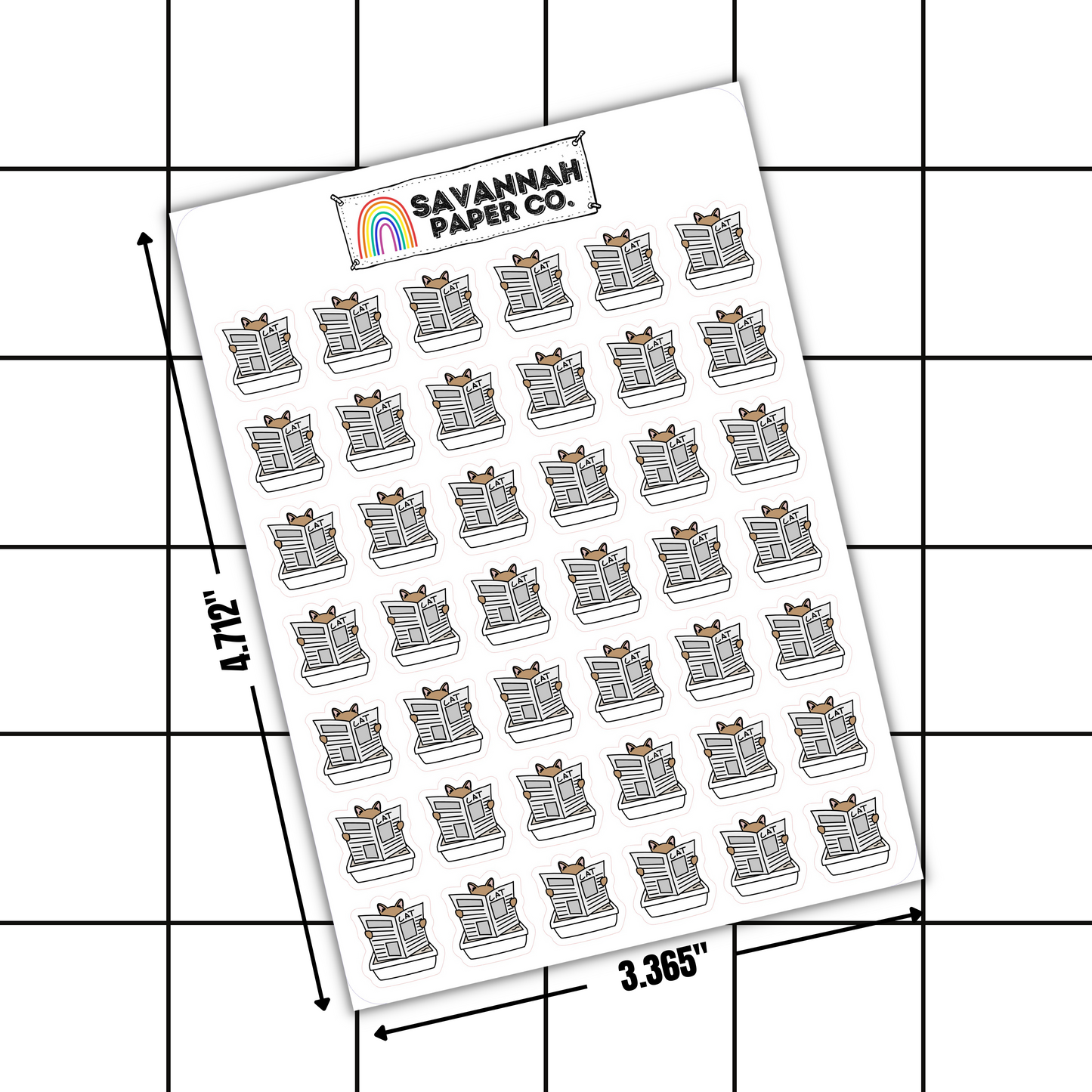 Cat Litter Doodle Stickers | Black & White