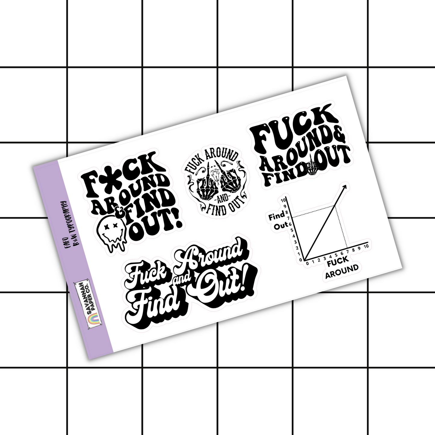 FAFO B&W Typography Script Stickers