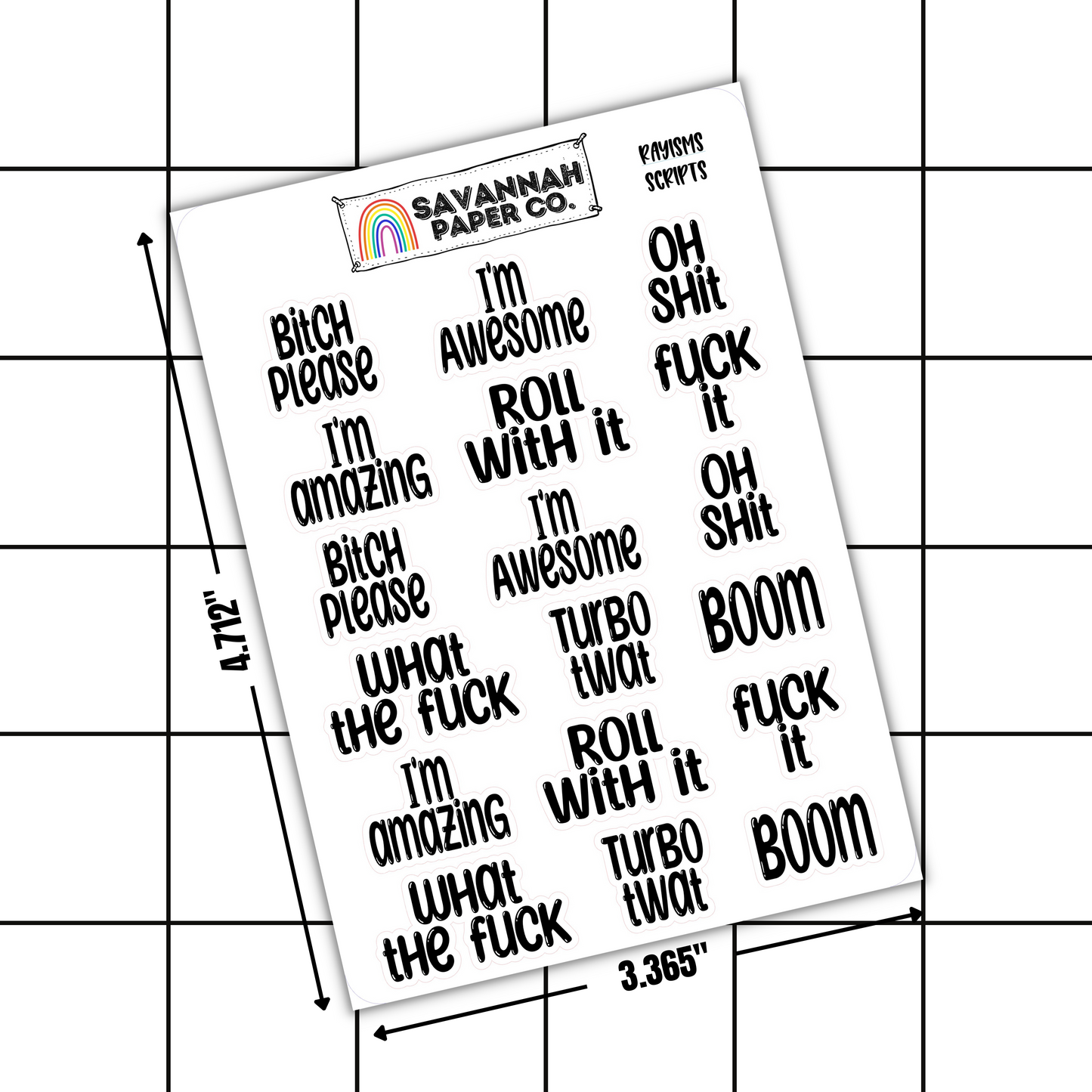 Rayisms Script Stickers