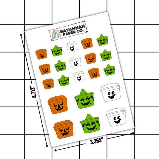 Halloween Bucket Doodle Stickers | WITHOUT Handles