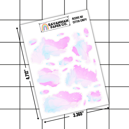 Cotton Candy Alcohol Ink Clear Matte Stickers