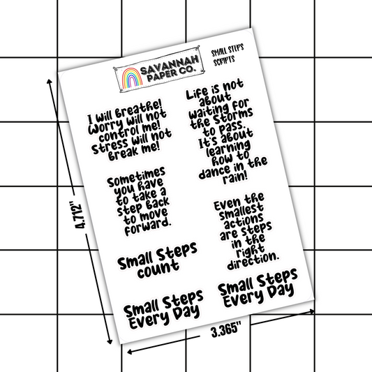 Small Steps Script Stickers