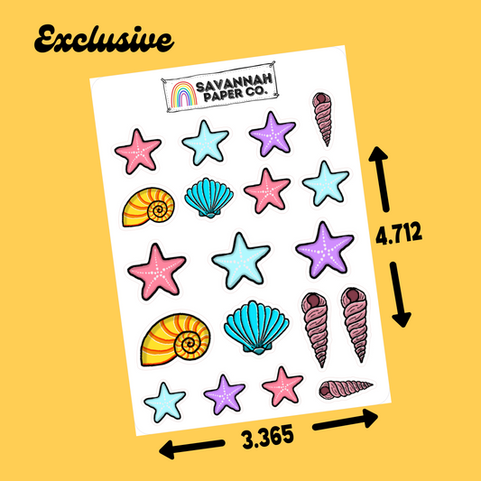 Starfish & Shells Doodle Stickers