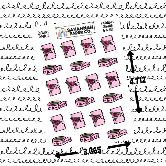 Valentines Planner & Washi Doodle Stickers