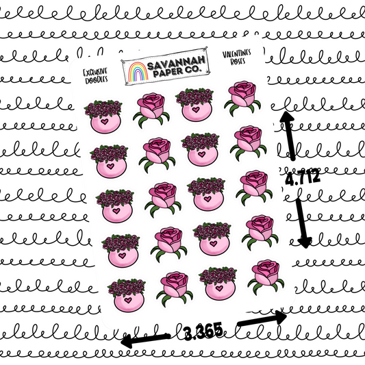 Valentines Roses Doodle Stickers