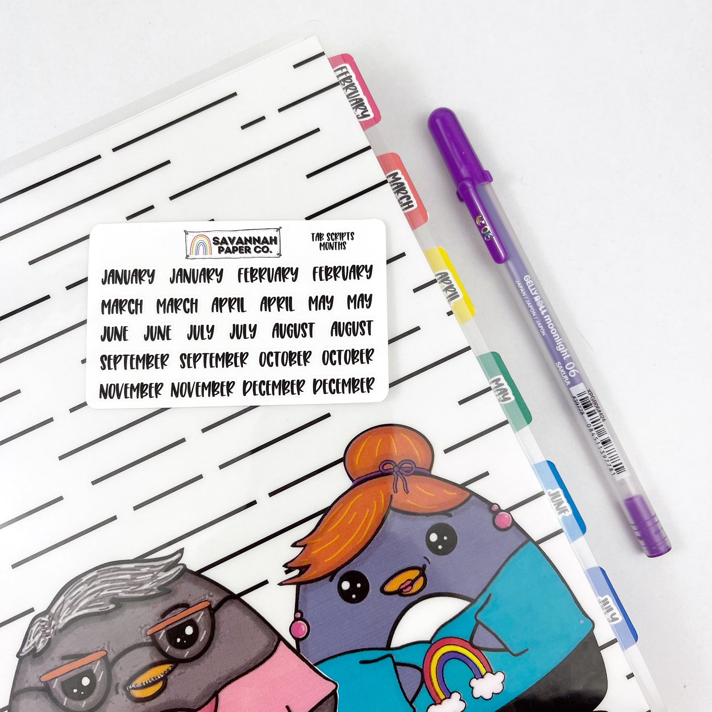 Monthly Tab Script Stickers