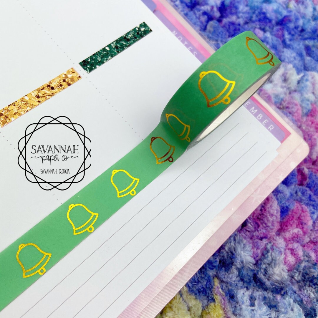 Green Bell Gold Foiled Washi Tape