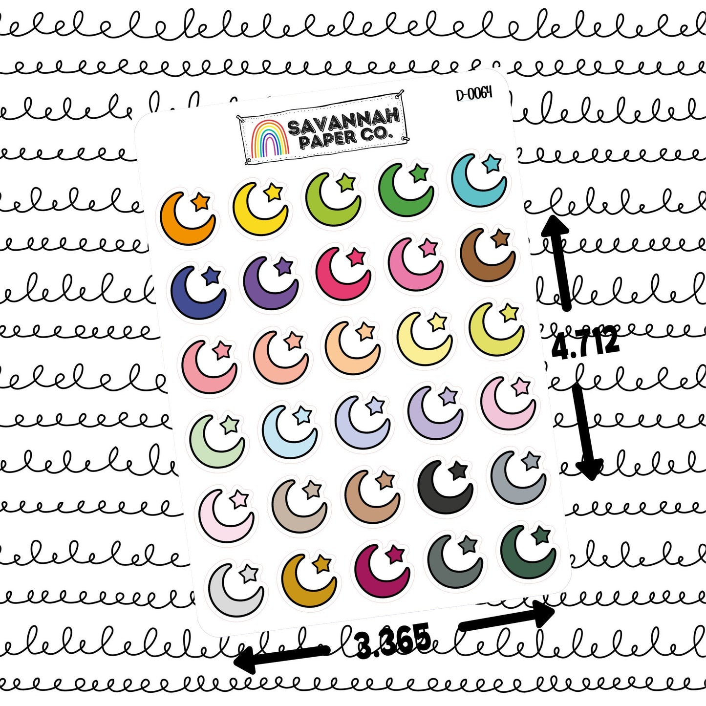 Crescent Moon Doodle Stickers